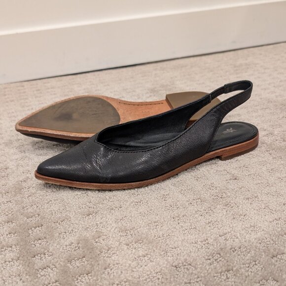 FRYE Kenzie Slingback Flats Black with Brown Base - Women's sz 7 - Picture 5 of 6